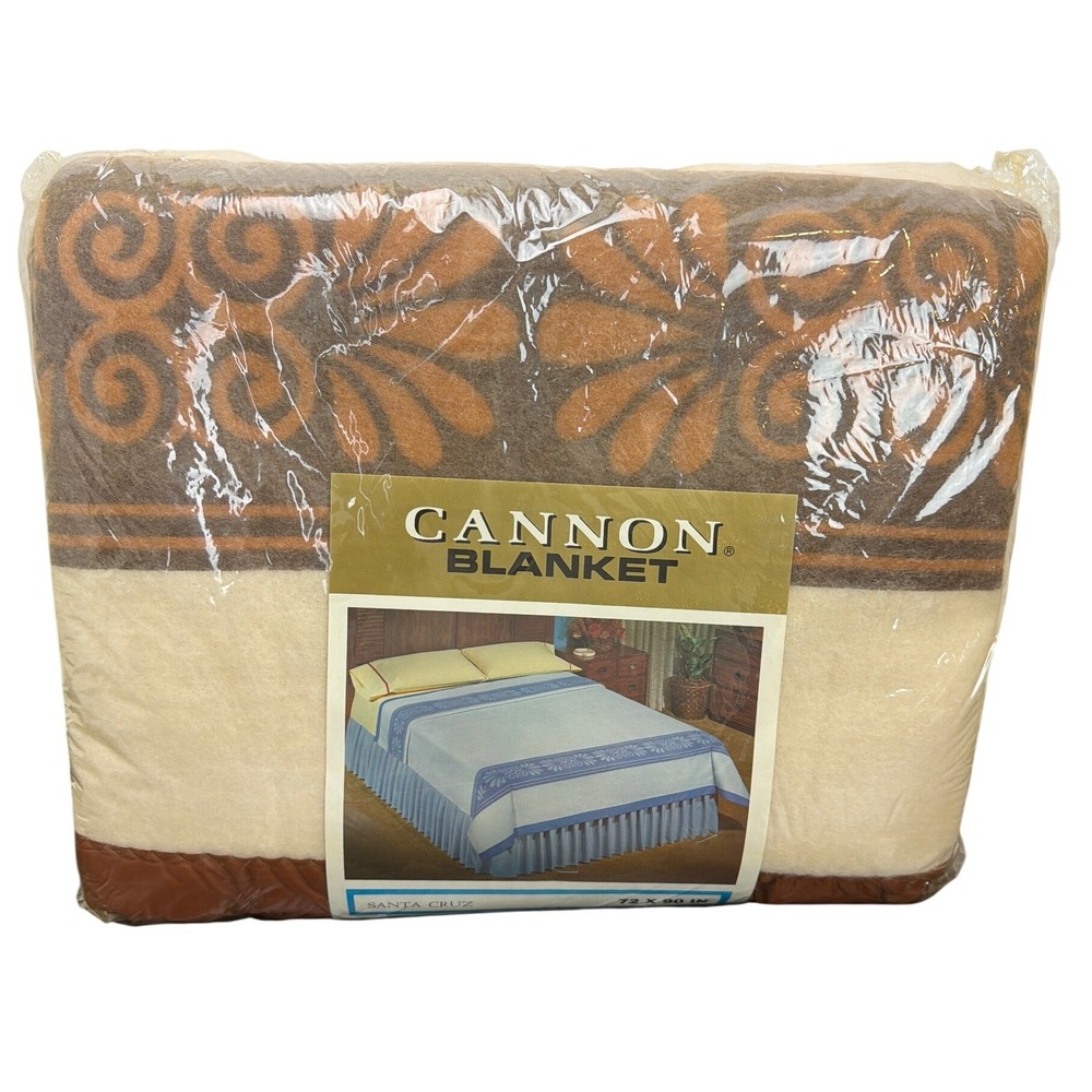 Cannon Santa Cruz Blanket 72X90" Lock-Nap Nylon Finish Made in USA Vintage